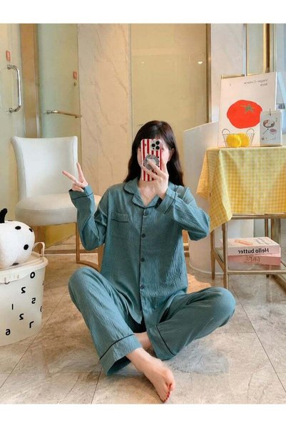 Generic Women Casual Lounge Printed Pajama Set One Size, Long Sleeve Round Ne...