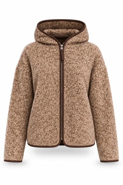 5in1Canpolat Brown Hooded Fleece Jacket 22870