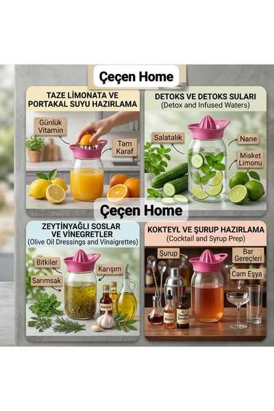 ÇEÇEN HOME 1-Liter Cup-Free Glass Citrus Juicer, Lemon Juicer Pitcher, Detox ...