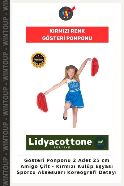 Wintoup Pompoane de spectacol, 2 bucăți, 25 cm, pereche de pompoane – roșu, a...