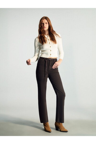 LC Waikiki XSIDE Brown Denim Straight-Leg & High-Straight-Leg Women's Jeans w...