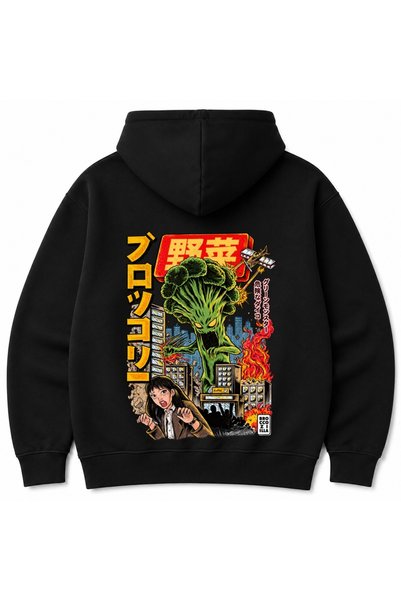 Rabona Fashion Broccozilla – Hanorac cu glugă cu design față-spate inspirat d...