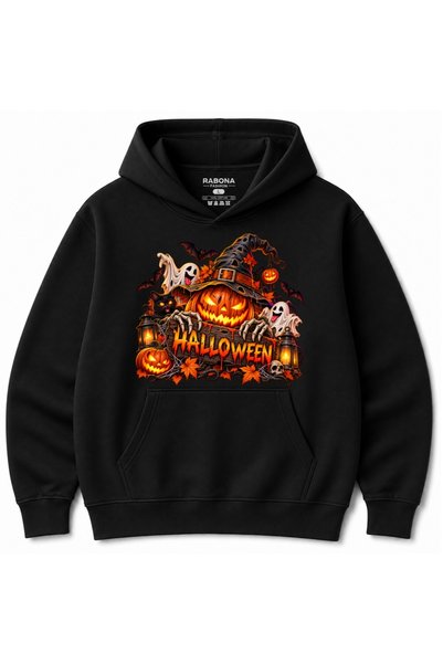 Rabona Fashion Spooky Halloween – Φούτερ με κουκούλα με θέμα: κολοκύθα με καπ...