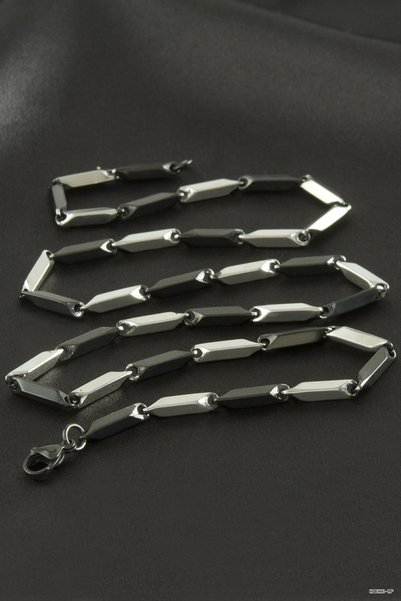 ZERO LAND SVL-SHOP Checked Luxury Steel (205337) Necklace, Black