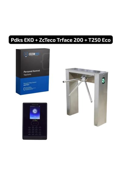 Çözüm Arge Turnike ve ZkTeco Yüz Tanımalı+Kart Okuyuculu Pdks Maaş Hesaplama Sistemi Seti