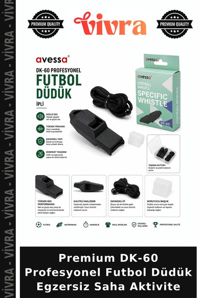 Vivra Premium DK-60 Profesyonel Futbol Düdük Egzersiz Saha Aktivite