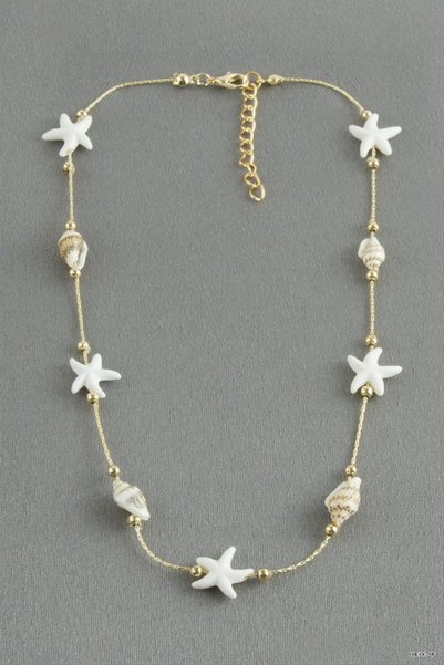 ZERO LAND SVL-SHOP Starfish Seashell Natural Stone (204857) Necklace, Cream