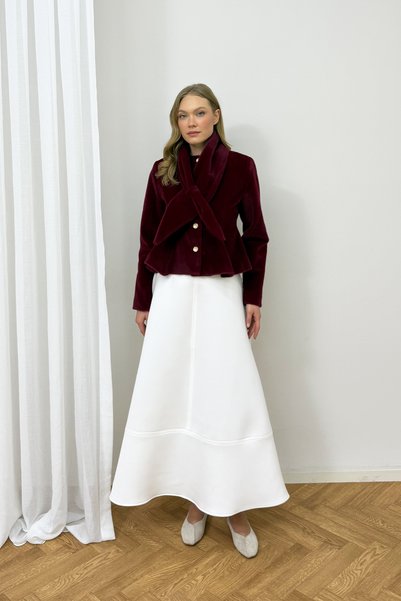 Melike Tatar With Scarf Melton Coat 6-7161