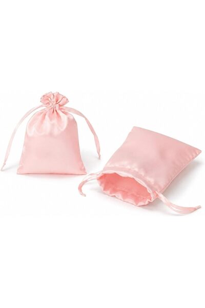 Sweet seven Satin Drawstring Pouch Set, Pink Storage Bag for Small Items, 15x...