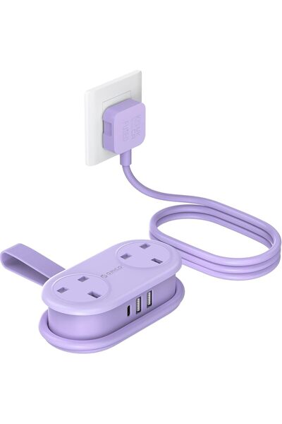 Orico Travel Power Strip, 2 Outlets 3 USB Ports (1 USB C), 3250W 13A, Compact...