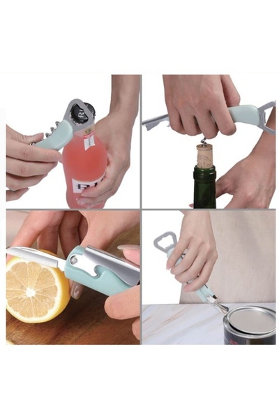 Generic Brand Desfăcător Sticle 4 în 1 Metalic 13 cm Multifuncțional /1079008