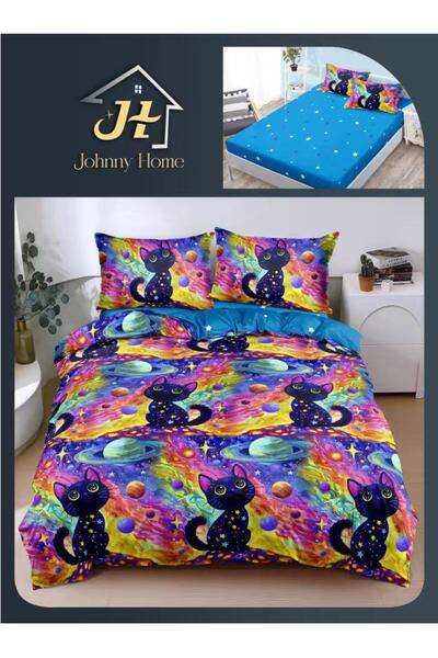 CasaDesteapta.ro Bedding with blue fitted Bed Sheet 180x200 cm and Duvet cove...