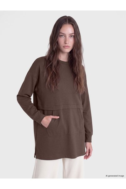LC Waikiki TWO MT SHOP QUALITY LCW Modest Brown Interlock Solid Comfort & Rel...
