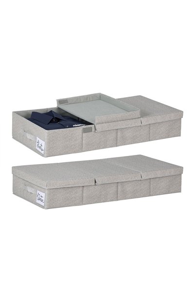 Relaxdays Set de 2 cutii de depozitare sub pat cu capac, Relaxdays, gri, 15x8...