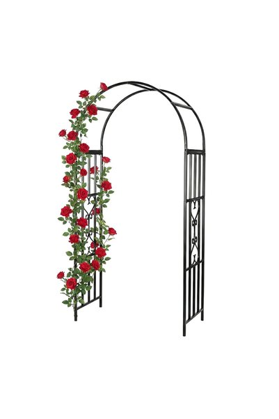 Relaxdays Arcadă de grădină, metal negru, 206x114x50 cm, suport pentru plante...