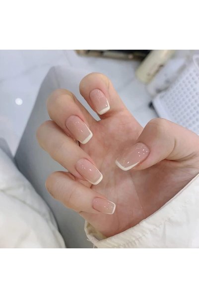 Arabest French Press on Nails Fake Nails Pink Stick on Acrylic False Nails Ma...