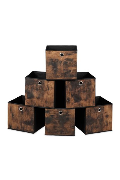 Relaxdays Set de 6 cutii de depozitare pliabile, Relaxdays, stil vintage, neg...