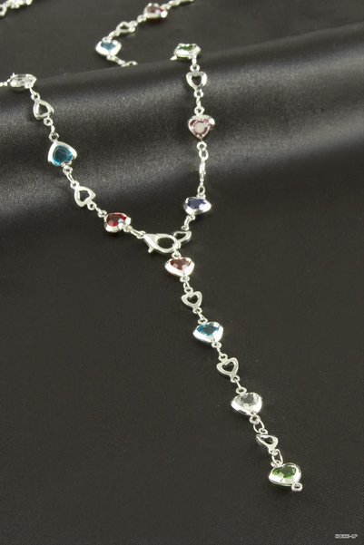 ZERO LAND SVL-SHOP Zircon Y-Necklace (212951) Silver Color