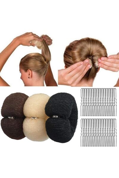 Lonimia 3Pcs Magic Roll Tool Hair Ring,20cm Donut Hair Foam Ring Shaper Snap ...