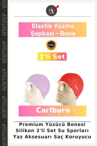Wintoup Set de 2 bonete din silicon premium pentru înot – Accesoriu de vară p...