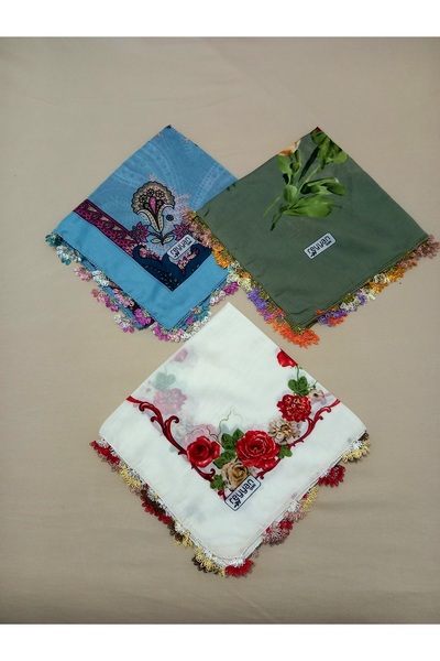 yörük tuhafiye 6 PIECES of Hand-Embroidered Summer Headscarves, Needle Lace, ...