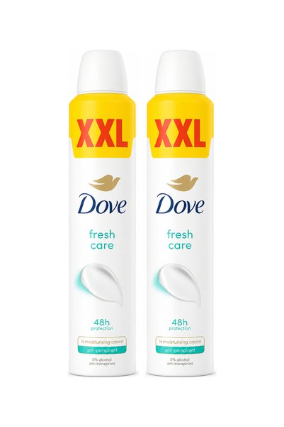 Dove 2x PACK Fresh Care XXL Antiperspirant Spray, 300 ml, 48h Protection, ¼ M...