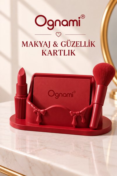 Ognami 3D Makeup-Themed Business Card Holder - Desktop Card Holder with 3D-Pr...