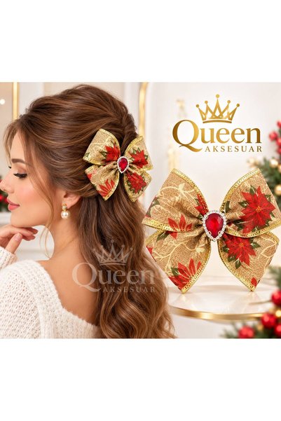 QUEEN AKSESUAR Новогодишна лента с флорален десен „Цветето на Ататюрк“ – от р...