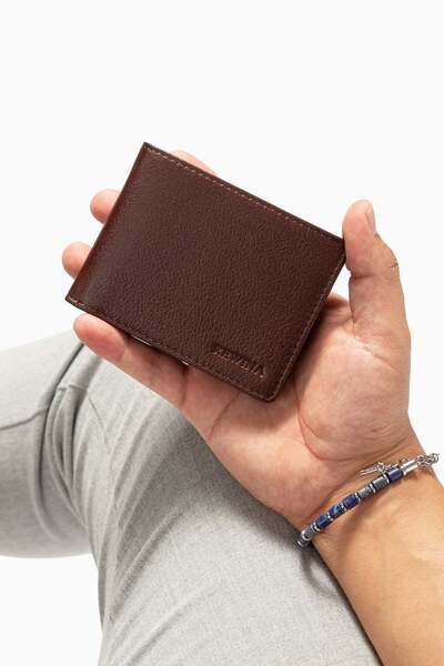 REWİNA Dervan 9144 Genuine Leather Men's Wallet with 10 Card Slots and 2 Clea...