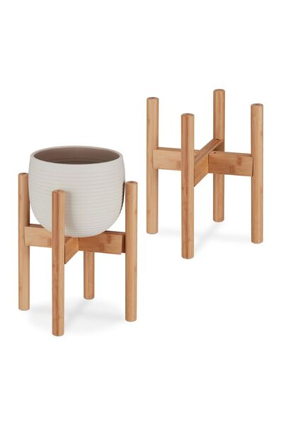 Relaxdays Suport pentru plante Relaxdays, Set de 2, Maro deschis, 35,5x37,5x3...
