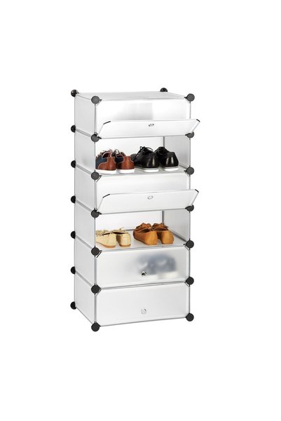Relaxdays Dulap de pantofi, transparent, 107 x 49 x 37 cm, 12 perechi