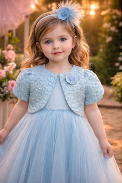 Dalal Boutique Blue Tulle Dress + Hair Accessory
