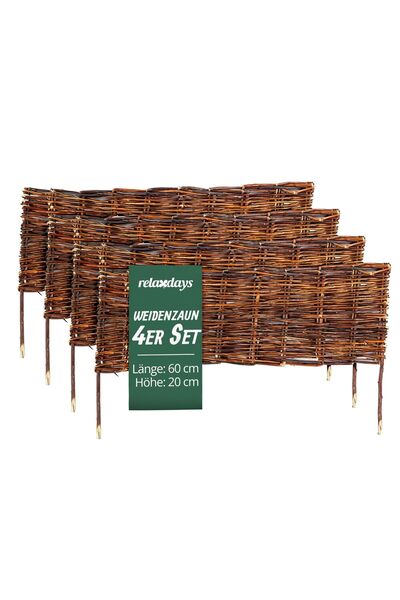 Relaxdays Gard împletit din salcie pentru flori, maro, flexibil, 100x15cm