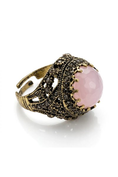 Dorvina Bronze Women's Ring, Authentic Copper Jewelry, Round Cut, Pink Zircon...