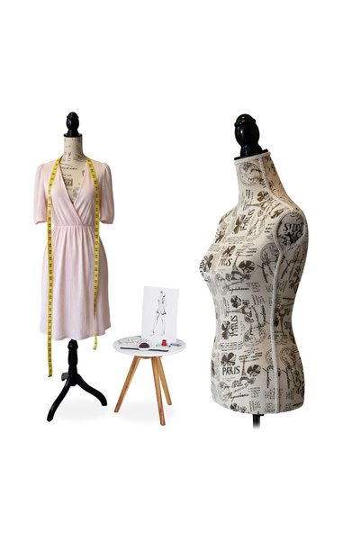 Relaxdays Mannequin de damă 36/38, crem/negru, 175x34x41 cm