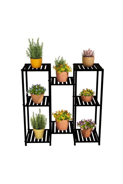 Relaxdays Suport pentru plante Relaxdays, metal, negru, 5 rafturi, 81x55x28.5 cm