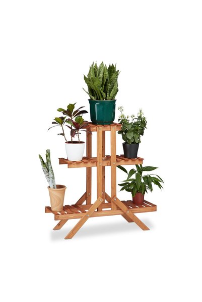 Relaxdays Suport pentru plante, 3 etaje, 82,5x28,5x83 cm, lemn, culoare maro ...