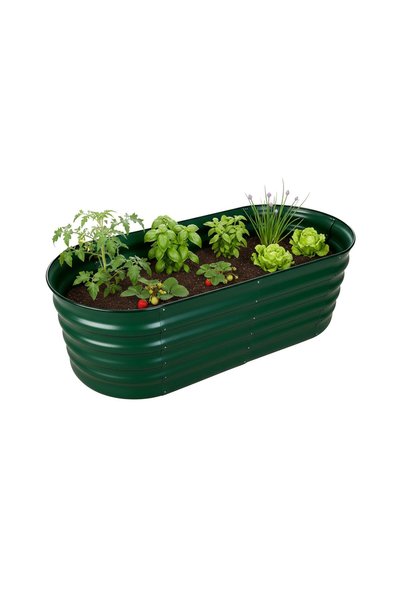 Relaxdays Jardinieră înălțată, metal, 45x150x60cm, verde, pentru legume și ie...
