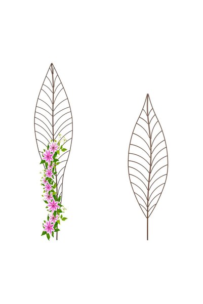 Relaxdays Set de 2 suporturi pentru plante cu frunze, maro, 147x1x32 cm