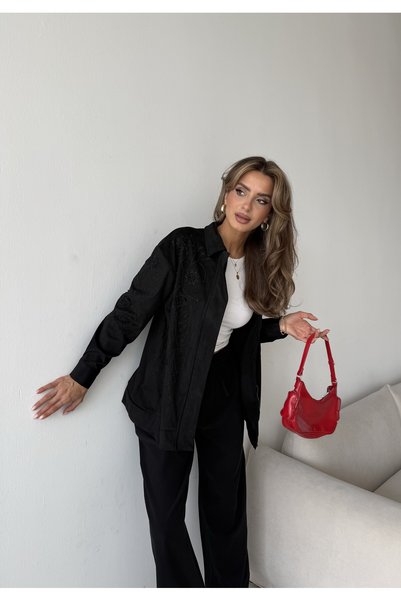 MİA NOURA Jachetă pentru femei din țesătură de suvet, cu mâneci, broderie cu ...