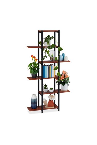 Relaxdays Suport de flori Relaxdays, 6 etaje, 150x78x24 cm, metal negru și MD...