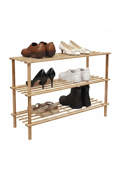 Relaxdays Raft pentru pantofi Relaxdays, 2 niveluri, bambus, 30x74x26cm, culoare