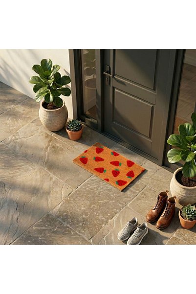 Relaxdays Covoraș de intrare 60x40cm Maro deschis Roșu Decorativ din fibră de...