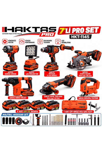 haktaş 7 li şarjlı pro set