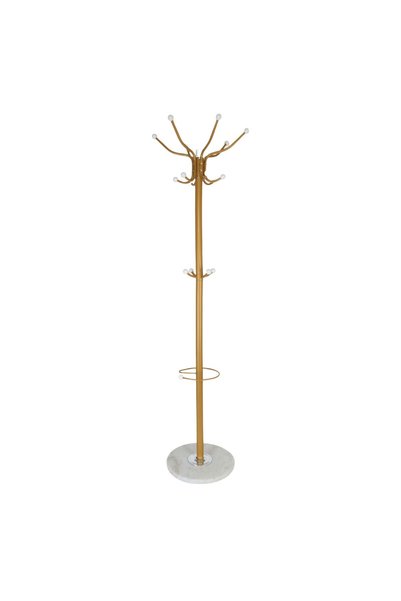 Relaxdays Suport pentru haine, alb/auriu, 16 cârlige, 176,5x36,5cm