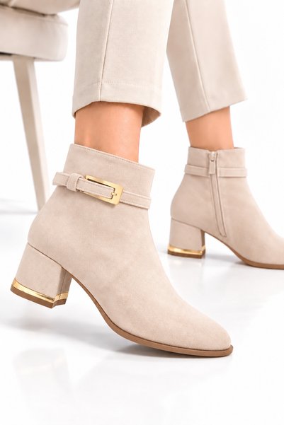 Nubbock Women's Cream Suede-Buckled Casual Boots NK1176
