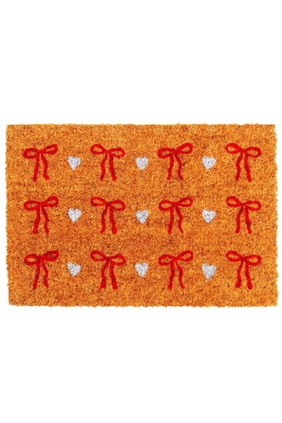 Relaxdays Covoraș de intrare 60x40cm Decor Nucă de Cocos Alb Maro Roșu