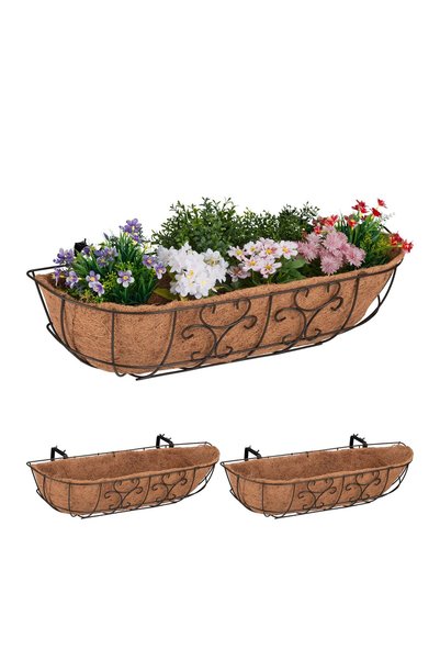 Relaxdays Set de 3 ghivece suspendate Relaxdays, 21x76x22cm, maro/, fabricate...