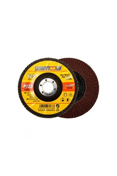 Lumytools Set 2 discuri cu şmirghel, granulație P120 Ø 125 mm rot/min 12200