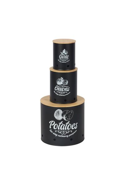 Relaxdays Set de 3 cutii pentru depozitarea alimentelor cu capace din bambus,...